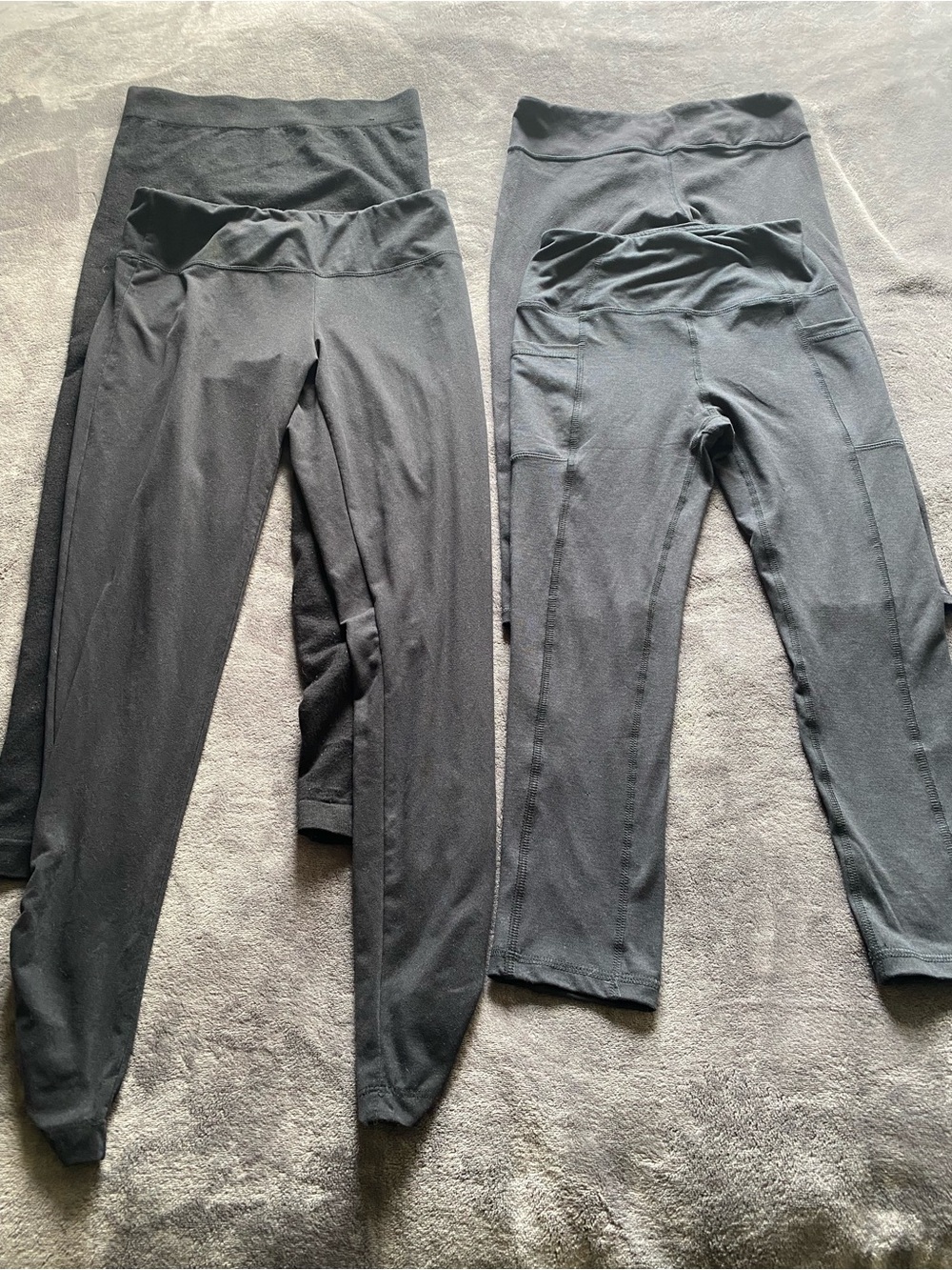 4 Lot Everyday Black Leggings- Women's Active Pants XS-M